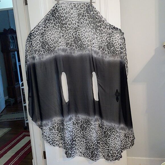 Gena polyester chiffon black & white wrap scarf - Picture 6 of 10